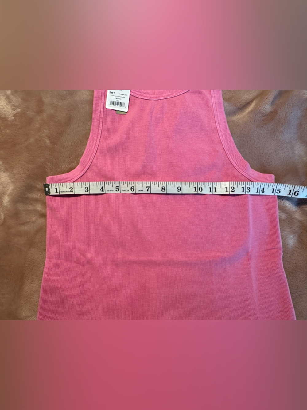 NWT Marine Layer Ribbed High-Neck Crop Tank Top, Pink, Size Large - Picture 6 of 6